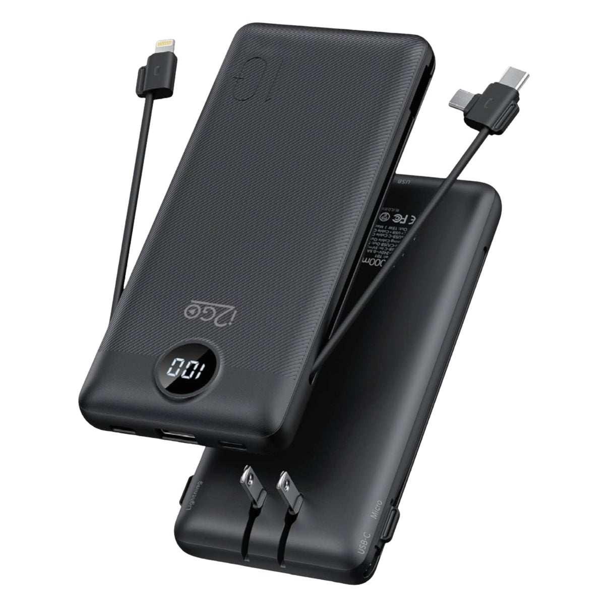 Batería Portátil con Cables y Enchufe 10000mAh