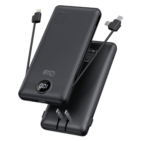 Batería Portátil con Cables y Enchufe 10000mAh