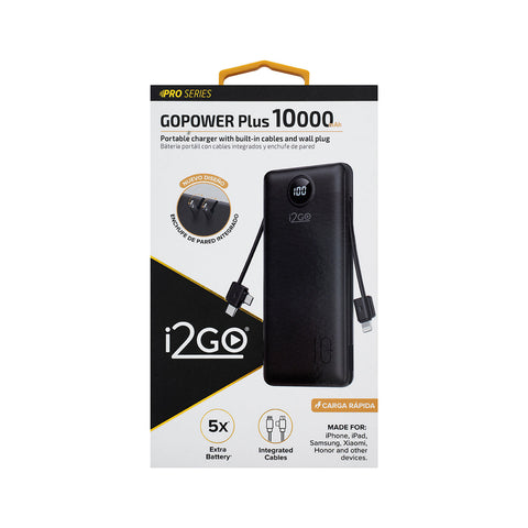 Batería Portátil con Cables y Enchufe 10000mAh